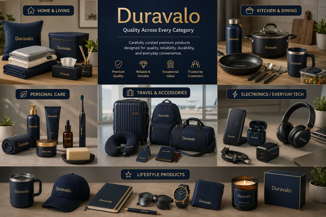 Duravalo premium consumer products across home, kitchen, personal care, travel, electronics, and lifestyle categories