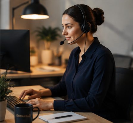 Duravalo customer support representative assisting a customer